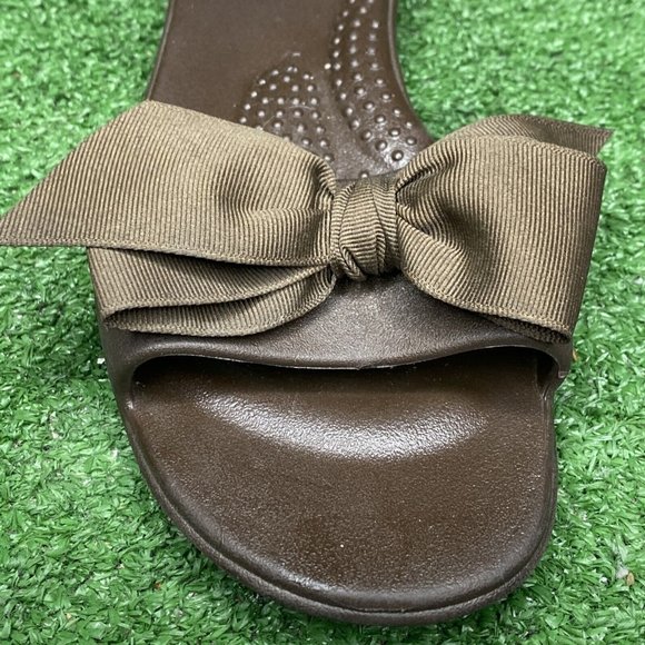 Oxabashi Brown Flip Flip Slip On  Casual Sandals with Interchangeable Bow Size M - Picture 6 of 7
